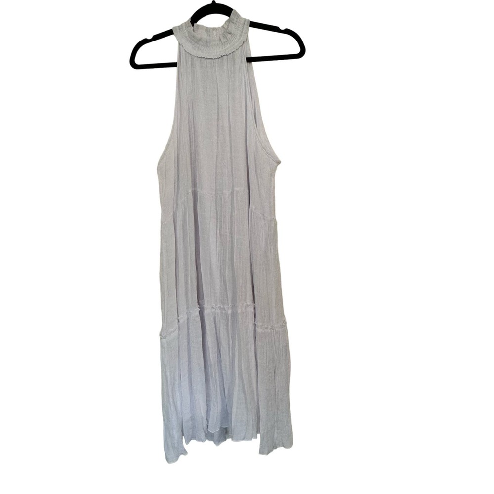 Mlle Gabrielle White Halterneck Boho Bohemian Tiered Peasant Midi Dress Size 1X